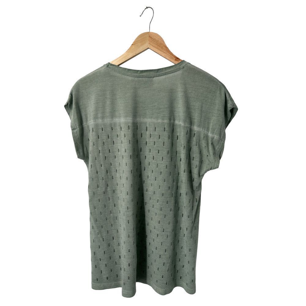 NWOT Dantelle Green Crew Neck Short Sleeve Perforated Shirt Medium - Picture 2 of 7